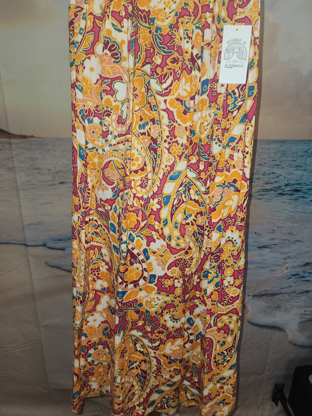 Patrons Of PEACE Boho Floral Paisley Maxi Skirt - Yellow & Pink - Picture 2 of 7